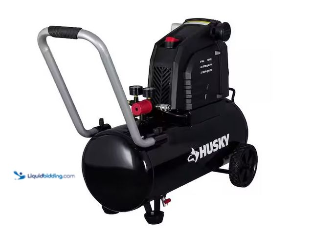 Lot 49-1572138 - Husky 8 Gal. 150 PSI Portable Electric Oil-Free Horizontal Hotdog Air Compressor with Rubber Wheels ...
