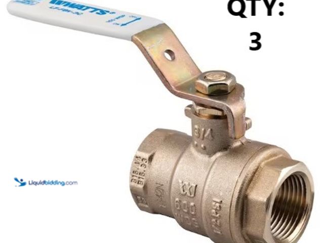 Lot 49-3631562 - Lot of (3) Watts 3/4 in. Brass FIP x FIP Full Port Threaded Ball Valve, Model # 3/4 LFFBV-3C, Unused...