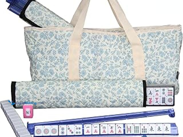 Lot 49-5435403 - bestcool Mahjong Tile Set, American Mahjong Set with Floral Quilted Carrying Bag, 166 White Tiles, 4...