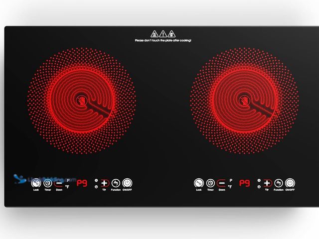 Lot 49-3481646 - VBGK Electric cooktop,110V 24 inch 2 Burner Electric Cooktop, Built-in and Countertop Stove Top,2200...