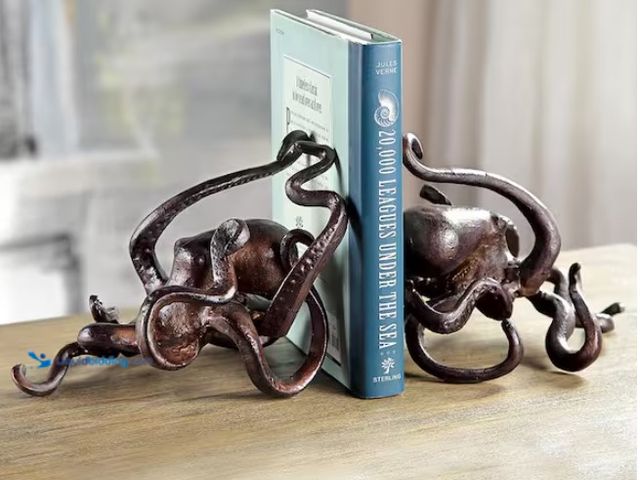 Lot 49-1547671 - Bronze Metal Octopus Bookends (Set of 2) Model # 34546N, Unused, One Octopus is Missing tentacole, S...