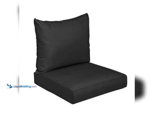 Lot 49-5463483 - 27 in. x 23 in. x 5 in. 2-Piece Deep Seating Outdoor Dining Chair Cushion in Sunbrella Canvas Black....