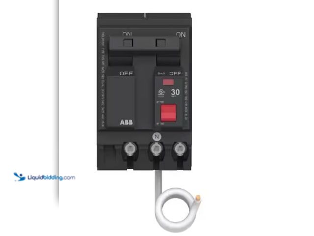 Lot 49-2025225 - ABB 30 Amp Double Pole Ground Fault Breaker with Self-Test (THQL2130GFTA), Model # THQL2130GFTA, MSR...