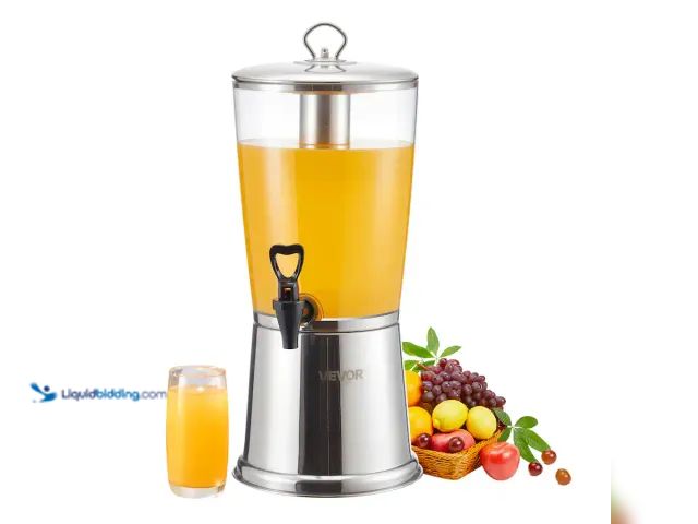 Lot 49-1624457 - VEVOR - Beverage Dispenser, 2.1 Gallon Drink Dispenser for Parties, Stainless Steel + Plastic Juice ...