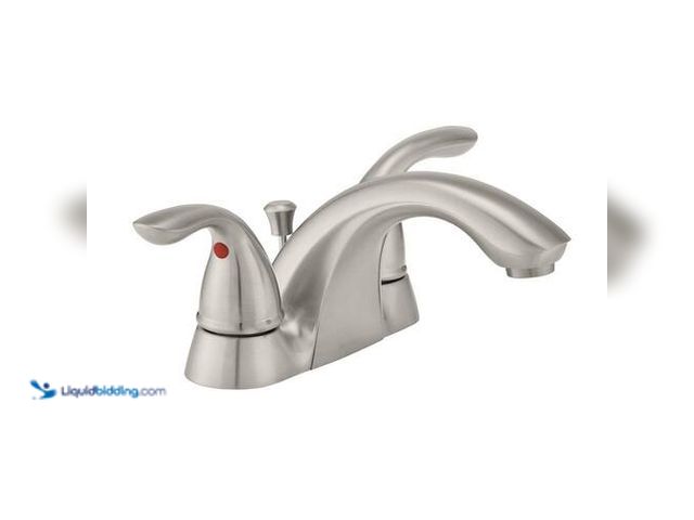 Lot 49-3616484 - Glacier Bay Builders 4 in. Centerset Double Handle Low-Arc Bathroom Faucet - Unused , has attachment...