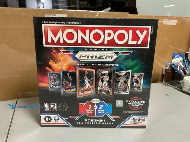Lot 49-1505924 - FACTORY SEALED 2023-24 PANINI PRIZM MONOPOLY BOARD GAME INCLUDES 1 STARTER PACK AND 2 PRIZMS PACKS A...