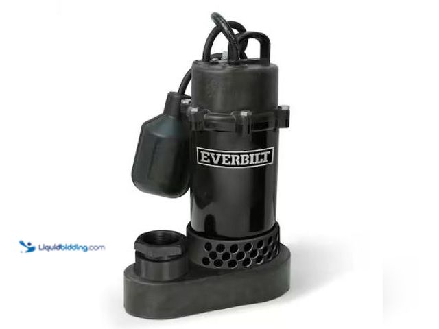 Lot 49-3612767 - Everbilt 1/3 HP Aluminum Submersible Sump Pump Tether Switch, Model # HDSP33W, Unused, Has attachmen...