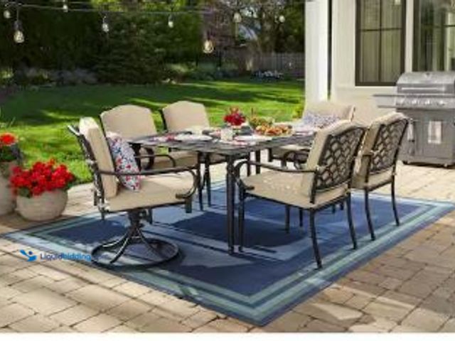 Lot 49-5427114 - Hampton Bay Laurel Oaks 7-Piece Dark Brown Steel Outdoor Patio Dining Set. Model # 525.0207.000. Unu...