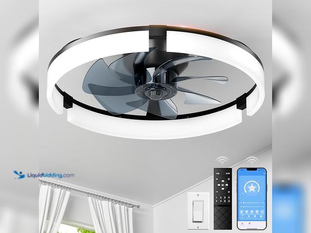 Lot 49-1518558 - 20" Ceiling Fans with Lights and Remote, 3000K-6500K Dimmable Flush Mount, 6 Speed Quiet Reversible ...