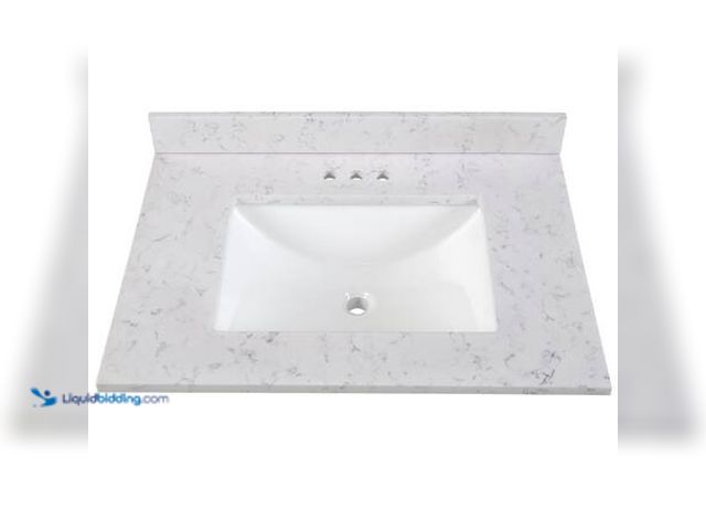 Lot 49-5548825 - Home Decorators Collection 31 in. W x 22 in. D Engineered Stone Composite White Rectangular Single S...