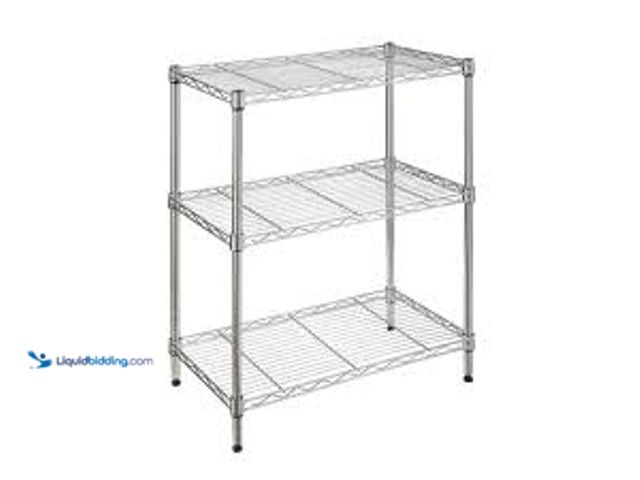 Lot 49-5448749 - HDX Chrome 3-Tier Steel Wire Shelving Unit (23 in. W x 30 in. H x 13 in. D). Model # E356075OAH3THD....