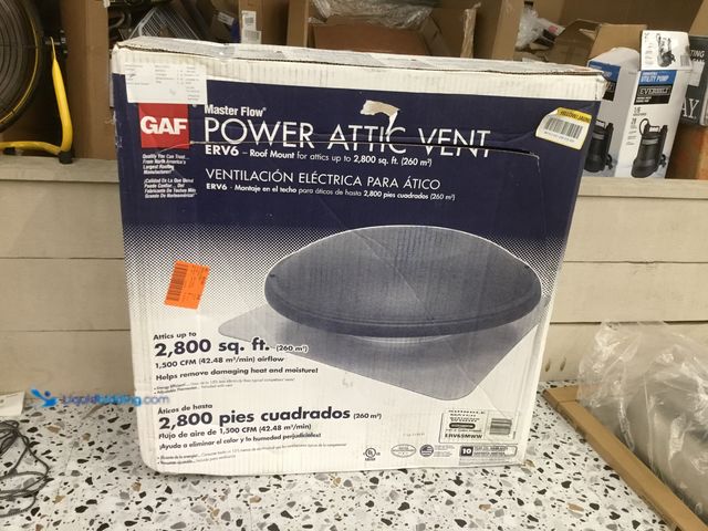 Lot 49-5410497 - Master Flow 1500 CFM Shingle Match Weathered Wood Power Roof Mount Attic Fan. [Model # ERV6SMWW] Unu...
