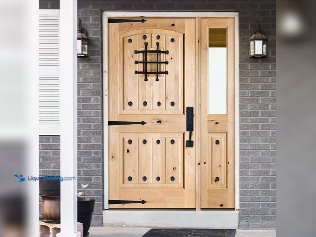 Lot 49-1526236 - Krosswood Doors 95 1/2 in. x 36 in. Mediterranean Unfinished Knotty Alder Arch Left-Hand Right Half ...