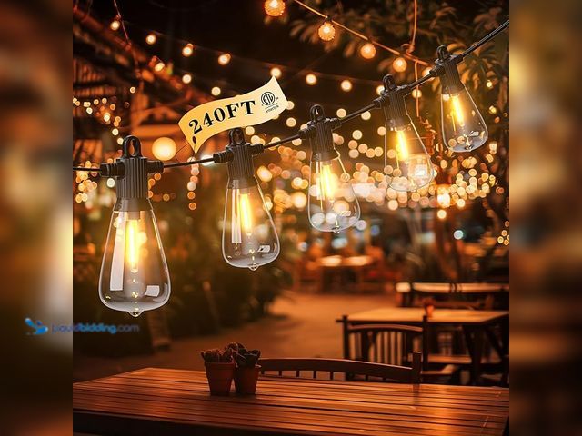 Lot 49-3600370 - FOOMAN LED Outdoor String Lights, 240FT Outside Waterproof Patio Lights with 120+4 Shatterproof ST38...