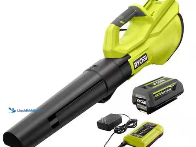 Lot 49-3473120 - RYOBI 40V 120 MPH 550 CFM Cordless Battery Leaf Blower With 4.0 Ah Battery and Charger, Model # RY40...