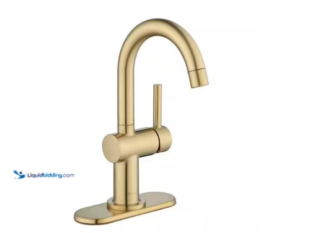 Lot 49-1566710 - Glacier Bay Dorind Single-Handle Single Hole High-Arc Bathroom Faucet In Brushed Gold, Model # HD671...