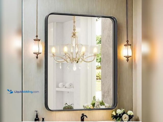 Lot 49-1555694 - Bathroom Vanity Mirrors for Over Sink, 36 X 24 Inch Black Framed Farmhouse Wall Mirror Bathroom Deco...