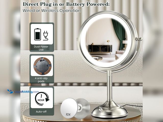 Lot 49-5488259 - VESAUR 11.8" Extra Large 17" Tall Lighted Makeup Mirror, 1X/5X/10X 3-Sided Magnifying Mirror with 96...