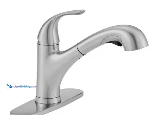 Lot 49-3611916 - Glacier Bay Market Single-Handle Pull-Out Sprayer Kitchen Faucet in Stainless Steel, Model # HD67737...