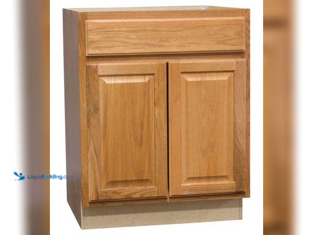 Lot 49-1637928 - Hampton Bay Hampton 27 in. W x 24 in. D x 34.5 in. H Assembled Base Kitchen Cabinet in Medium Oak, M...