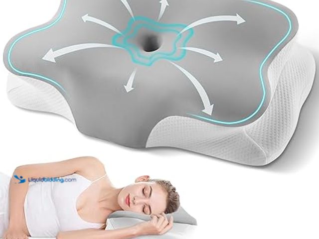 Lot 49-3527754 - Cervical Neck Pillow, Ergonomic Side Sleeper Pillow for Neck Support, Cooling Memory Foam Pillows fo...