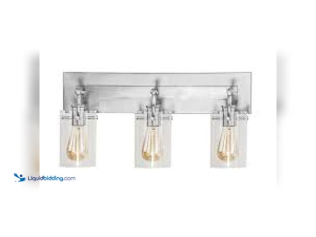 Lot 49-5407301 - Hampton Bay Regan 21 in. 3-Light Brushed Nickel Bathroom Vanity Light with Clear Glass Shades. Model...