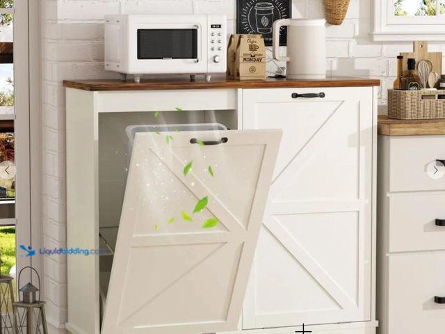 Lot 49-3480389 - Vabches Double Tilt Out 13 Gallon Hidden Trash Can Cabinet for Kitchen, White, Model # L1B026BS0M, U...
