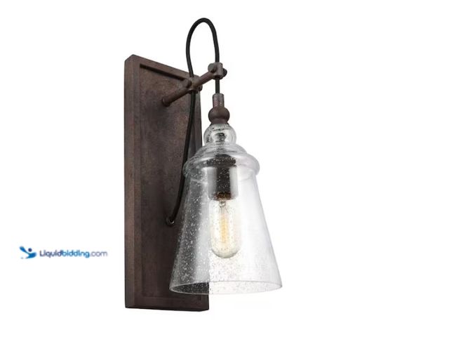 Lot 49-3613528 - Generation Lighting Loras 5 in. 1-Light Chrome Contemporary Industrial Vintage Wall Sconce with Clea...