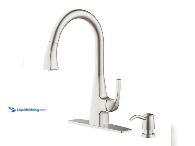Lot 49-5406251 - Glacier Bay Calandine Single-Handle Pull-Down Sprayer Kitchen Faucet with soap dispenser in Spot Res...