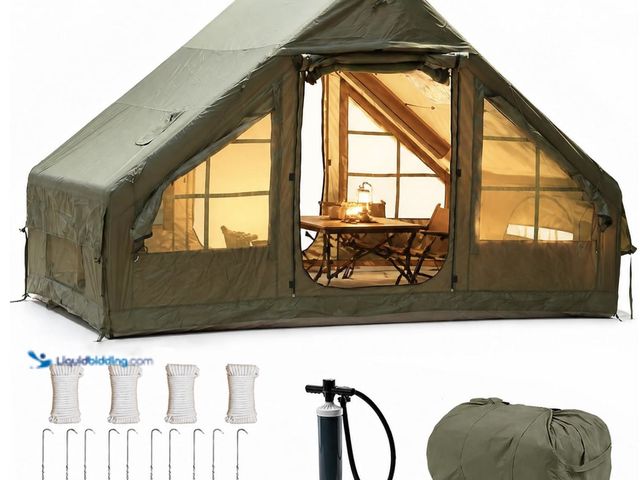 Lot 49-2026232 - 4-6 Person Inflatable Camping Tent, Panoramic PVC Skylight & Privacy Cover, 420D Oxford Waterproof U...