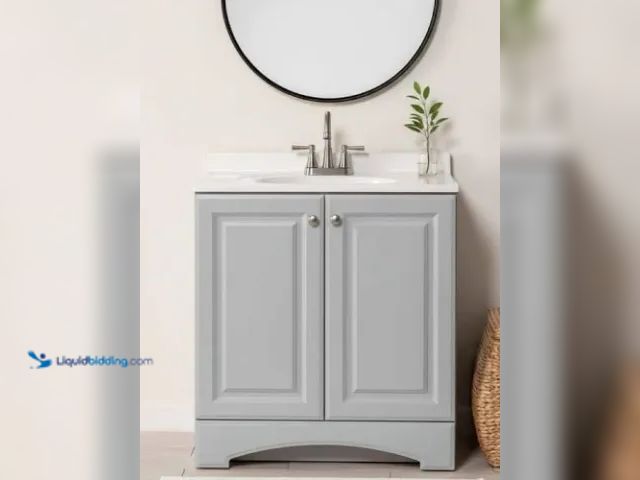 Lot 49-5572002 - Glacier Bay 31 in. Single Sink Pearl Gray Freestanding Bath Vanity with White Cultured Marble Top (A...