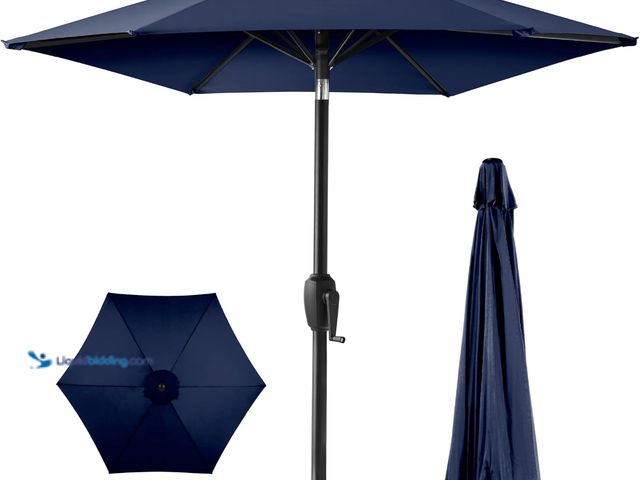 Lot 49-5437237 - Heavy-Duty Round Outdoor Market Table Patio Umbrella w/Steel Pole. [Model: B085WG8138] Used. Tested/...