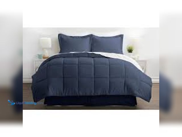 Lot 49-5459657 - Becky Cameron Performance 8-Piece Navy Queen Comforter Set. Model # IEH-MULT-Q-NA/ Unused.