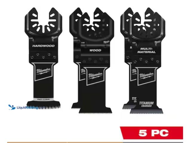 Lot 49-3433460 - (5-Piece) Milwaukee OPEN-LOK Variety Oscillating Blade Set w/ Japanese Hardwood Blade, Model # 49-25...
