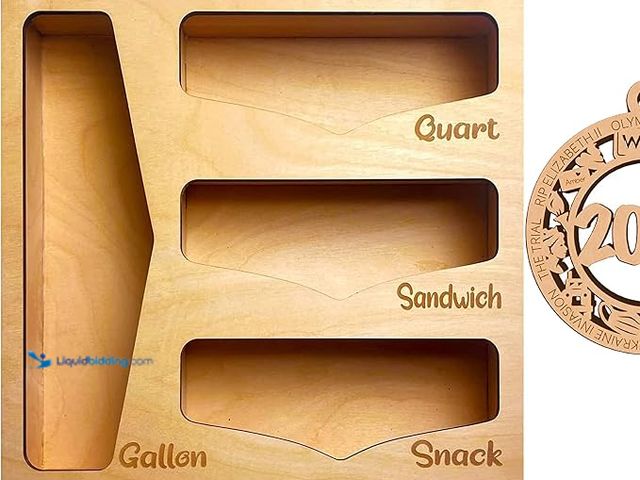 Lot 49-1628156 - Food Storage Bag Organizer Holders – Premium Wood Kitchen Drawer, Model # B095PHT4F9, Unused  Ref#CR...