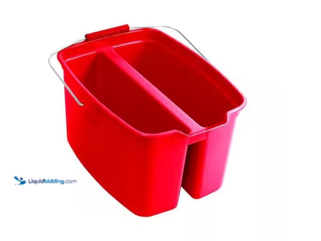 Lot 49-1548073 - Lot of 2 Rubbermaid Commercial Products 19 Qt. Red Plastic Double Bucket Model # FG 2628-21 RED, Unu...