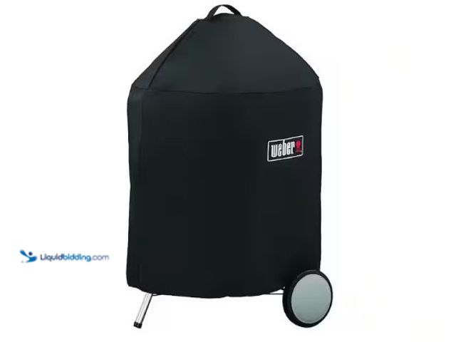 Lot 49-3631526 - Weber Premium 22 in. Charcoal Grill Cover in Black, Model # 7150, Slightly used.   Ref#PA0804