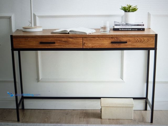 Lot 49-1814680 - New Caffoz Writing Desk Wood AND Metal Desk One Caffoz 2 Drawer Writing Desk.Complements other furni...