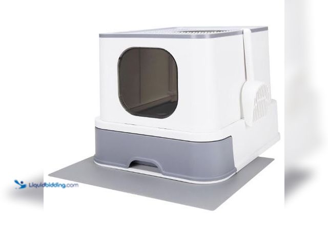 Lot 49-5436288 - RIZZARI Cat Litter Box Stainless Steel Top-Entry : Leak-Proof Enclosed Design Reduces Odor, for Indo...