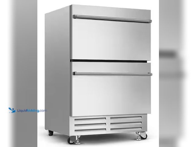 Lot 49-3639274 - SOZT 23.4 in. 4.9 cu.ft. Double Drawer Fridge Weatherproof Outdoor Beverage Cooler in Stainless Stee...