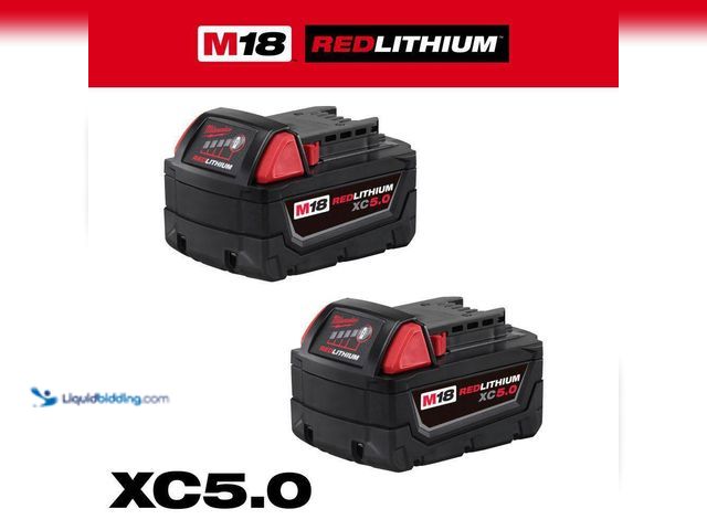 Lot 49-5413917 - Milwaukee
M18 18-Volt Lithium-Ion XC Extended Capacity 5.0 Ah Battery Pack (2-Pack) NEW