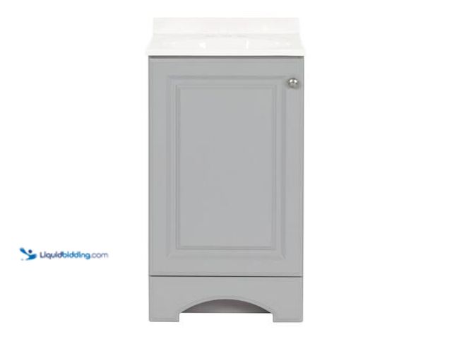 Lot 49-5553528 - Glacier Bay 19 in. Single Sink Pearl Gray Freestanding Bath Vanity with White Cultured Marble Top (A...