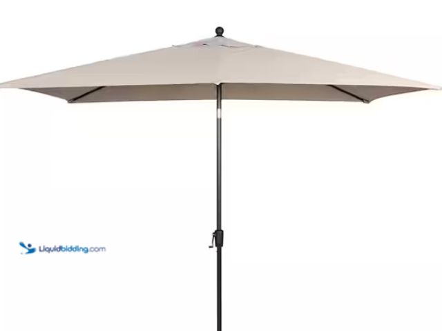 Lot 49-1550301 - Hampton Bay 6.5 ft. x 10 ft. Aluminum Market Tilt Patio Umbrella in Riverbed, Model # UB003A, Unused...