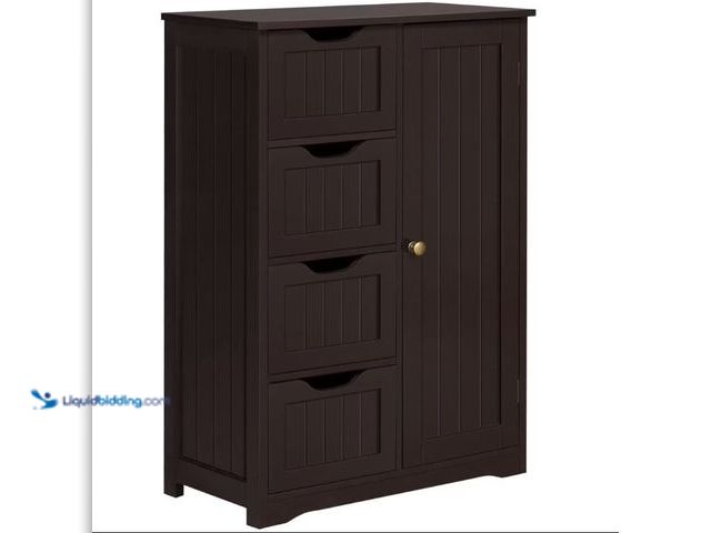 Lot 49-5552201 - Yaheetech Wooden Cabinet Storage Unit with Drawers & Cupboard for Bathroom, Espresso. Unused