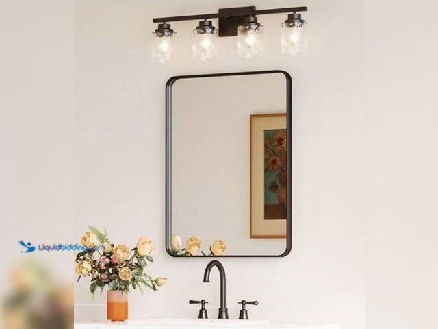 Lot 49-2006140 - TOOLKISS 24 in. W x 36 in. H Rectangular Aluminum Framed Wall Bathroom Vanity Mirror in Black, Model...