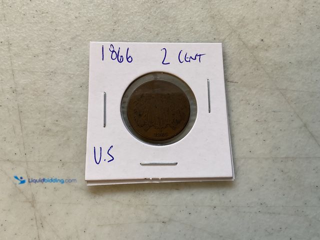 Lot 49-1505580 - RARE 1866 U.S. 2 CENT COIN #COINS1211