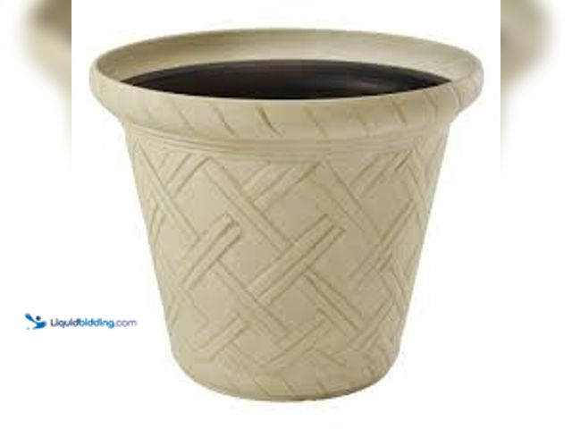 Lot 49-5483794 - Vigoro Frenchboro Large Cream Resin Round Planter (22 in. L x 22 in. W x 17.5 in. H). Model # HD1151...