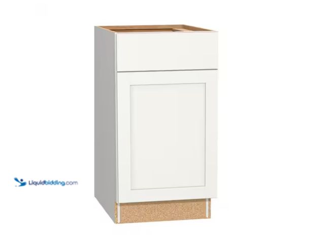 Lot 49-1571323 - Hampton Bay Westfield Feather White Shaker Stock Assembled Base Kitchen Cabinet (18 in. W x 23.75 in...