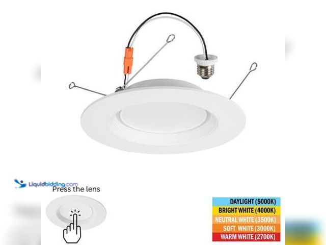 Lot 49-3565676 - QTY 4 - Commercial Electric 6 in. Retrofit Downlight Adjustable CCT Press Lens Integrated LED Recess...