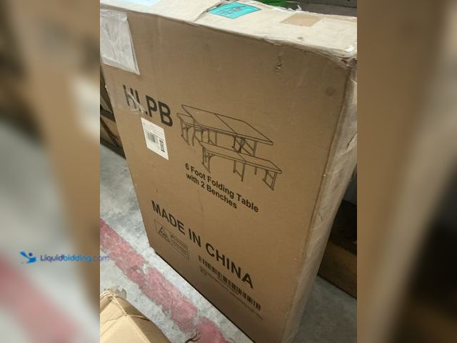 Lot 49-5484592 - HLPB Folding Table Picnic Table Set, 6 ft Camping Table with 2 Benches, Outdoor Indoor Portable Fold...